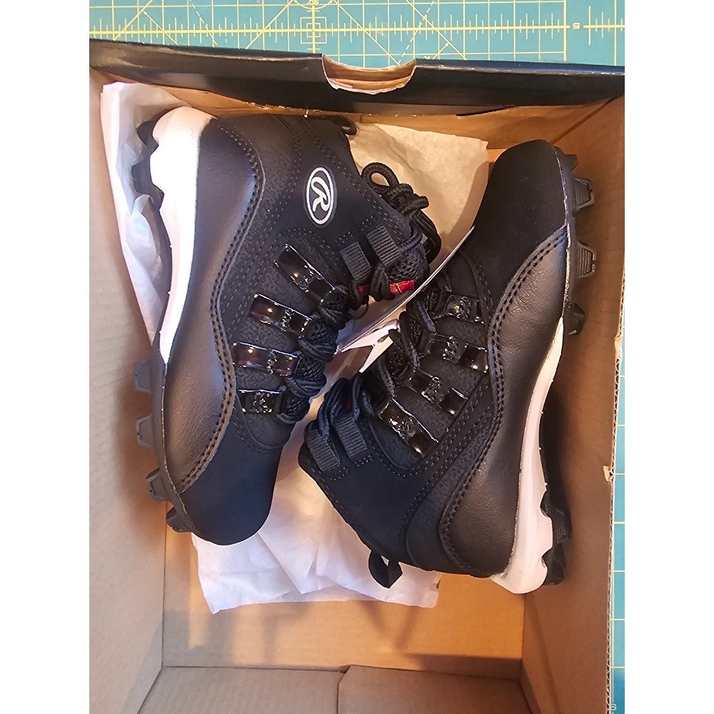 Rawlings Full Press Youth Baseball Cleats - Black/Silver, Size 10